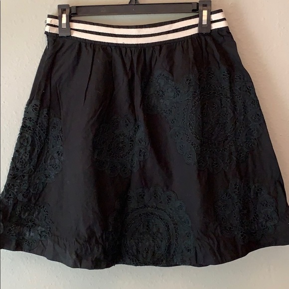 Anthropologie Lithe black doily a-line skirt sz 4 - Picture 4 of 7